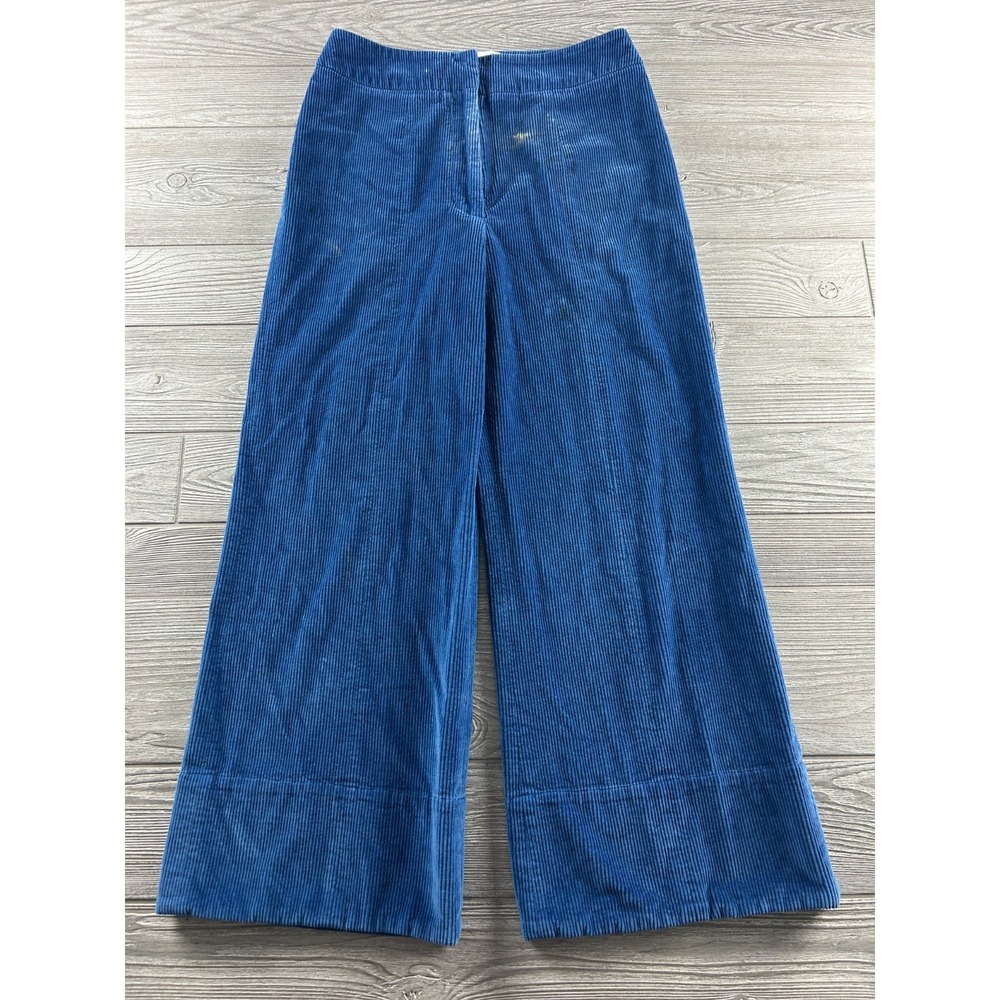 MR. LARKIN Wide Leg Blue Corduroy Pants Women's Size Large Flat Front